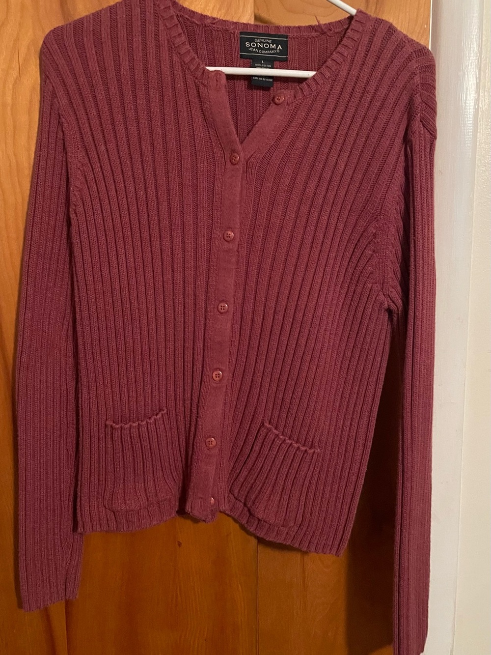 SONOMA Ribbed Button-Up Cardigan Sweater - Mauve